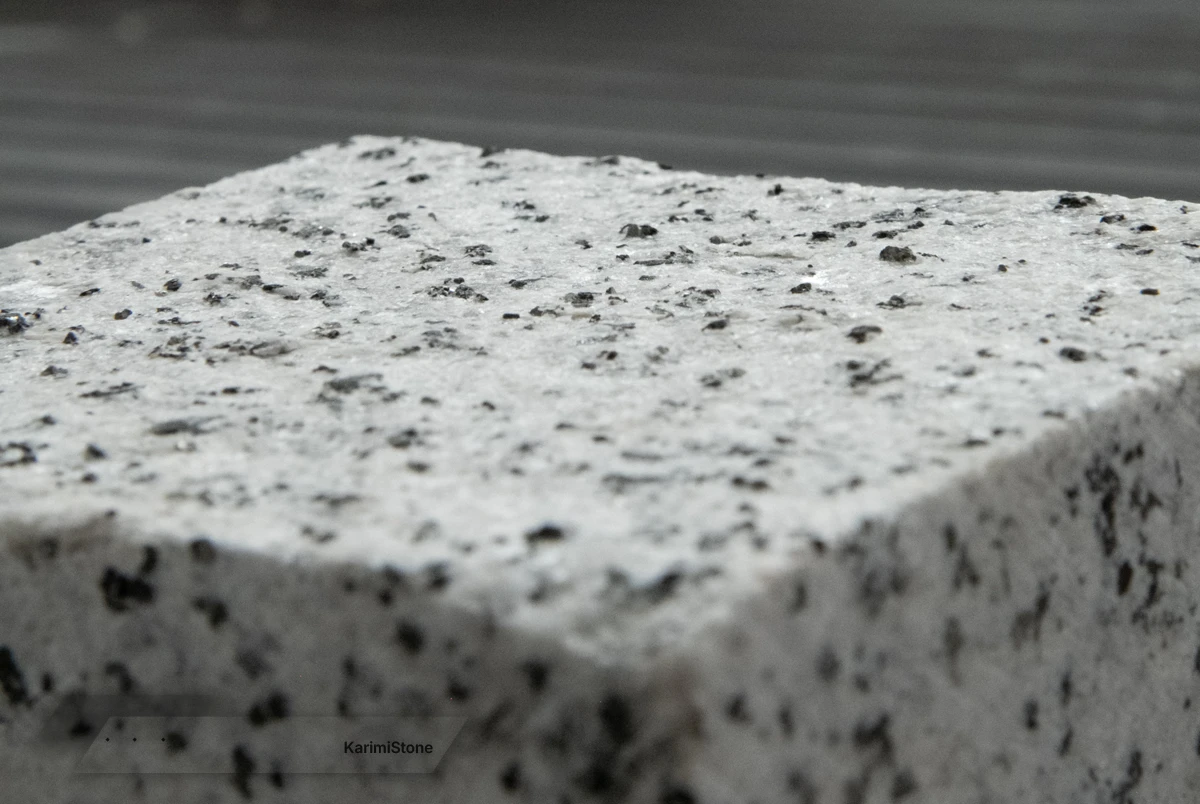 white granite flamed cubic 1