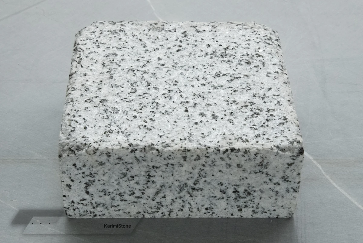 white granite flamed cubic 2