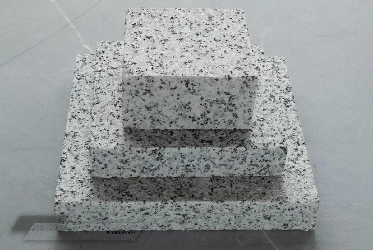 white granite flamed cubic 3