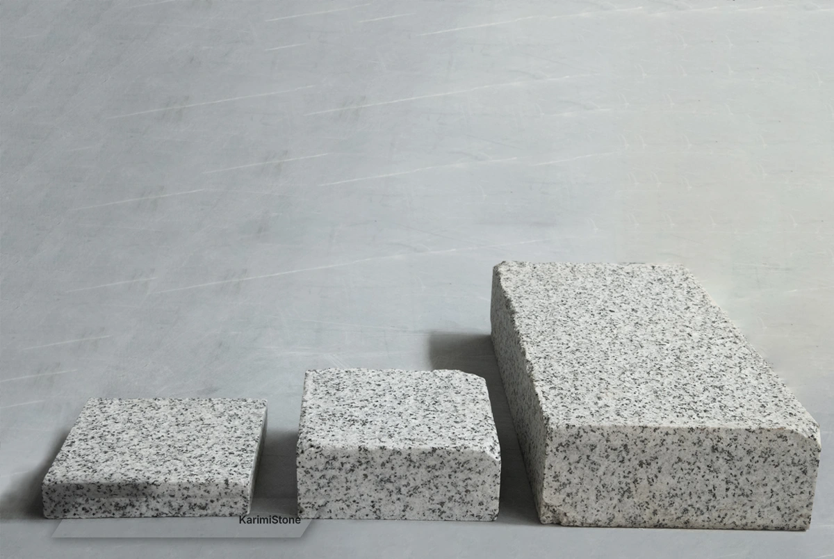 white granite flamed cubic 6