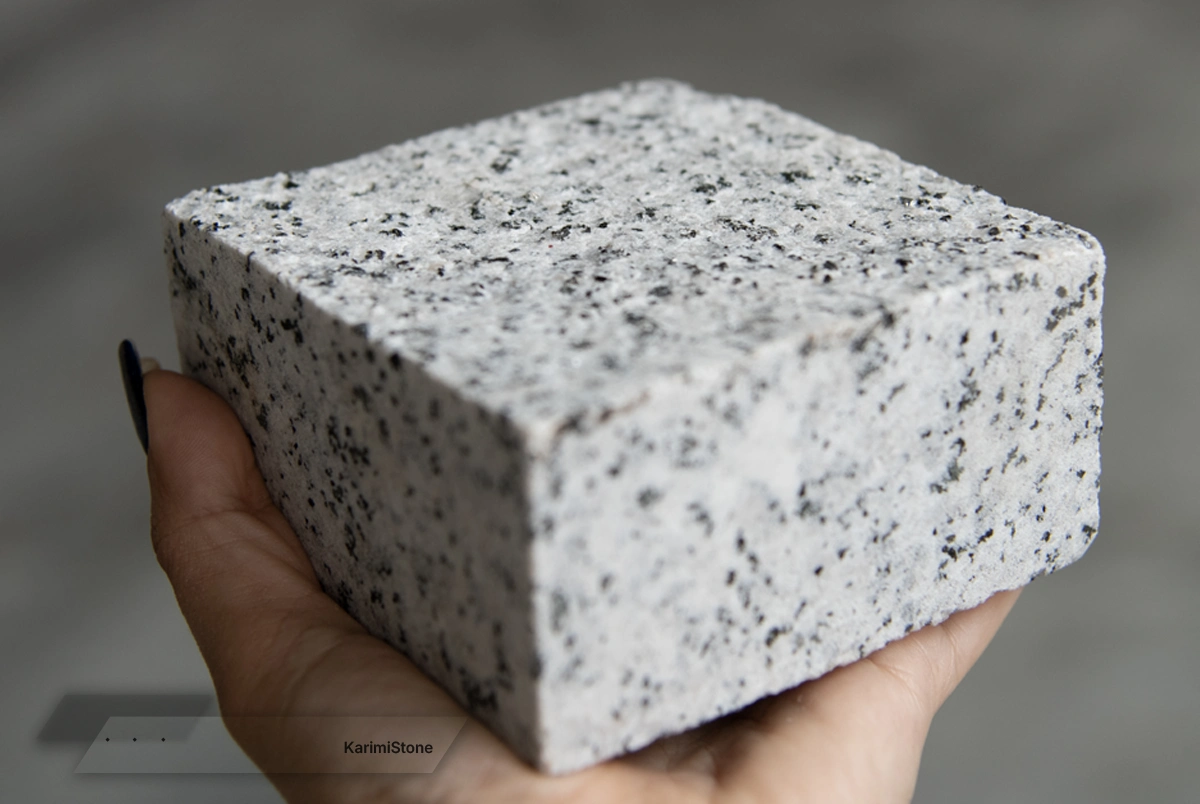 white granite flamed cubic